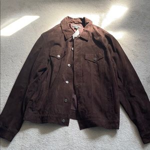 Saks Fifth Avenue Chocolate Brown Suede Jacket XXL